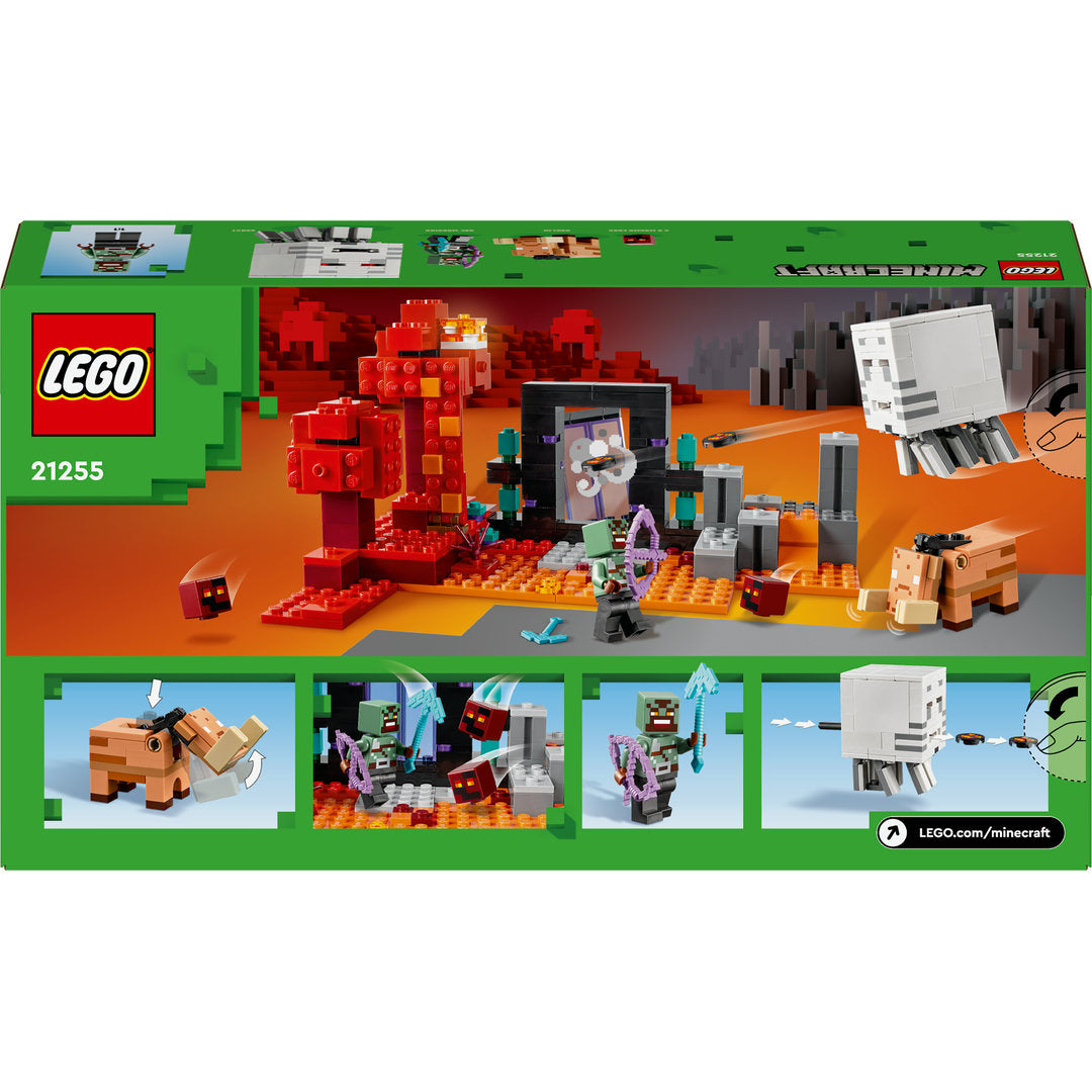 LEGO minecraft hinderlaag bij het nether-portaal