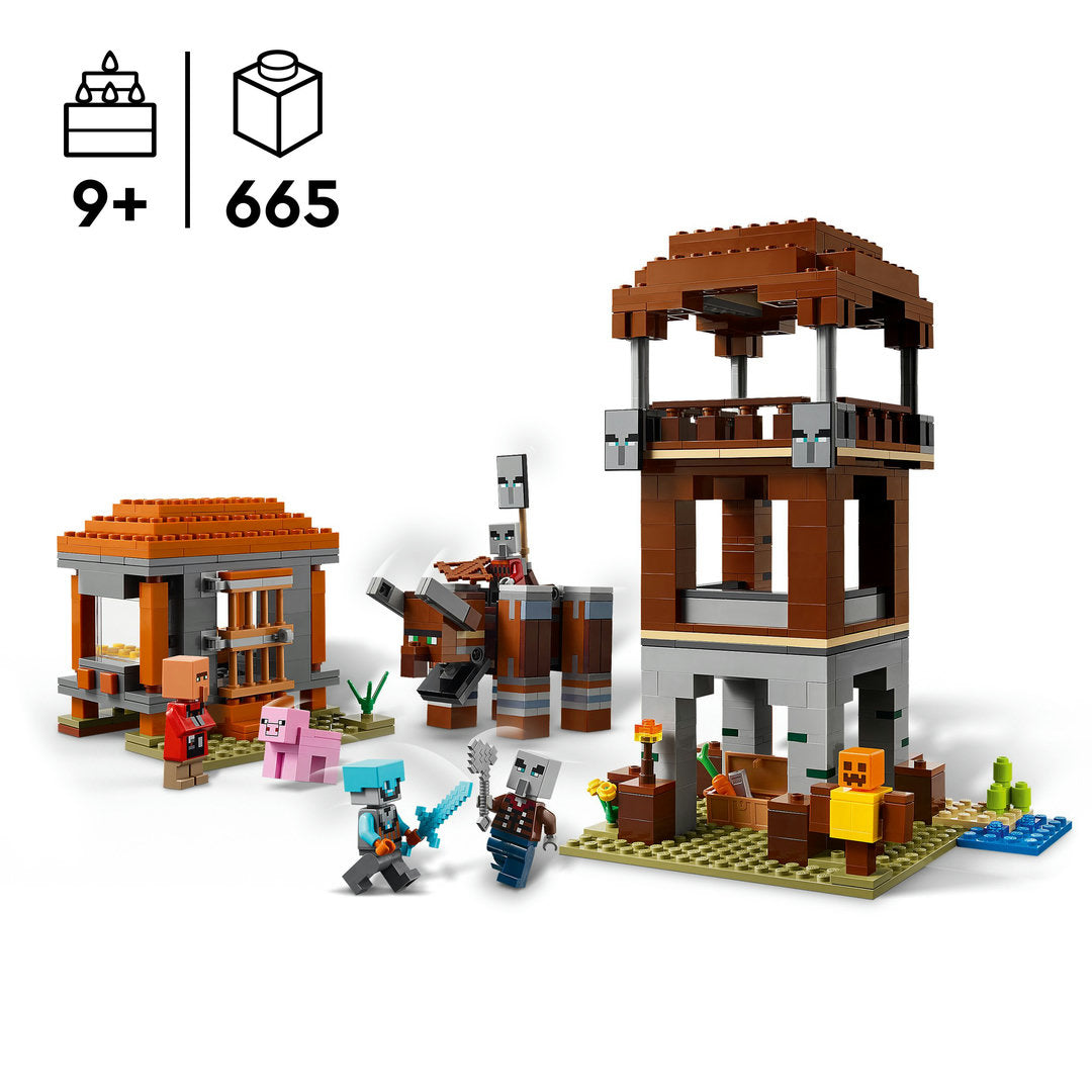 LEGO minecraft de plunderaar buitenpost en verwoester