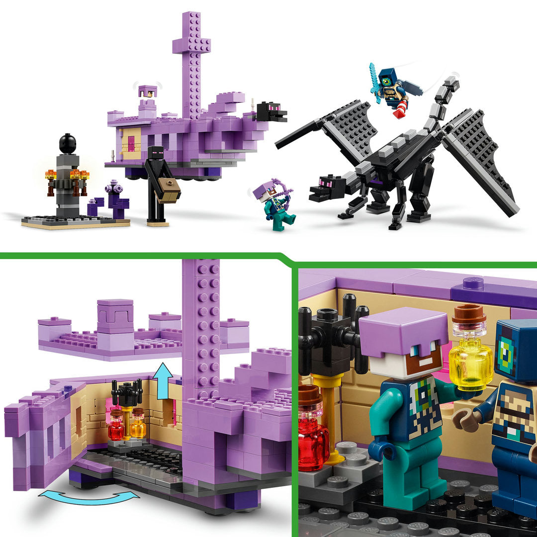 LEGO minecraft de enderdraak en het end-schip