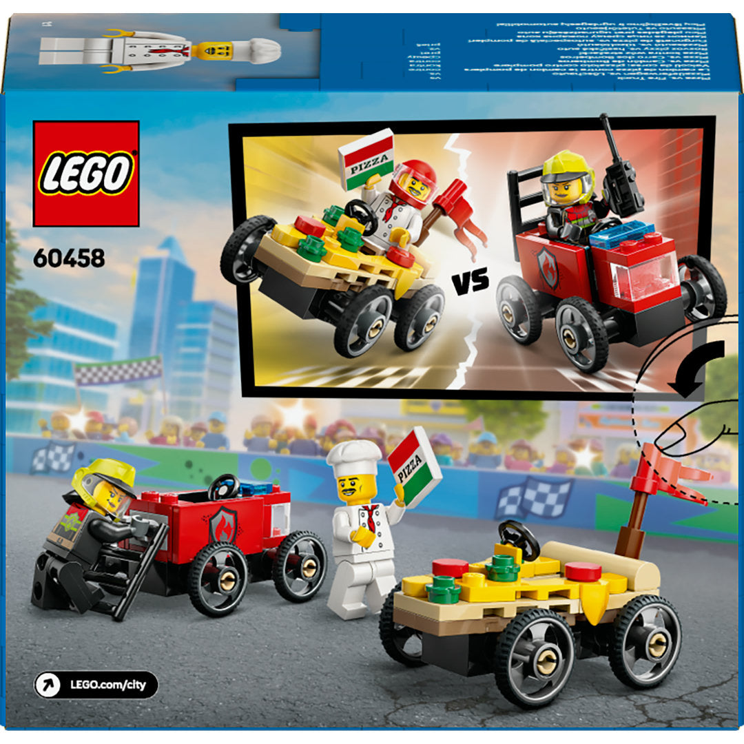LEGO city raceautopakket pizzabestelwagen vs. brandweerauto