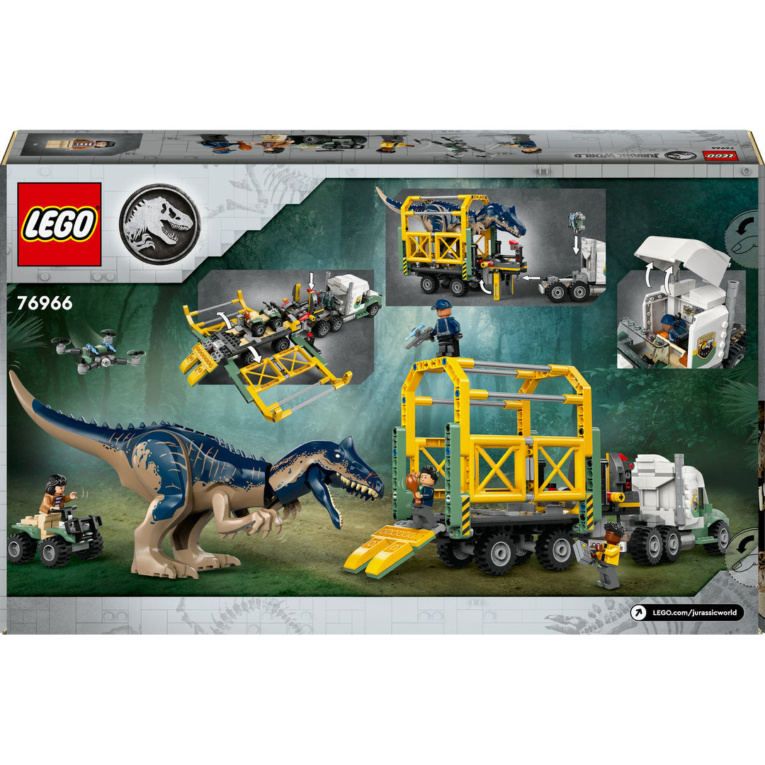 LEGO jurassic world dinosaurusmissies allosaurus transporttruck