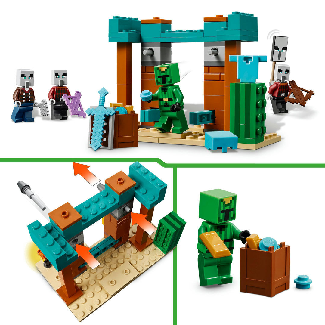 LEGO minecraft de illagers in de woestijn gamingset