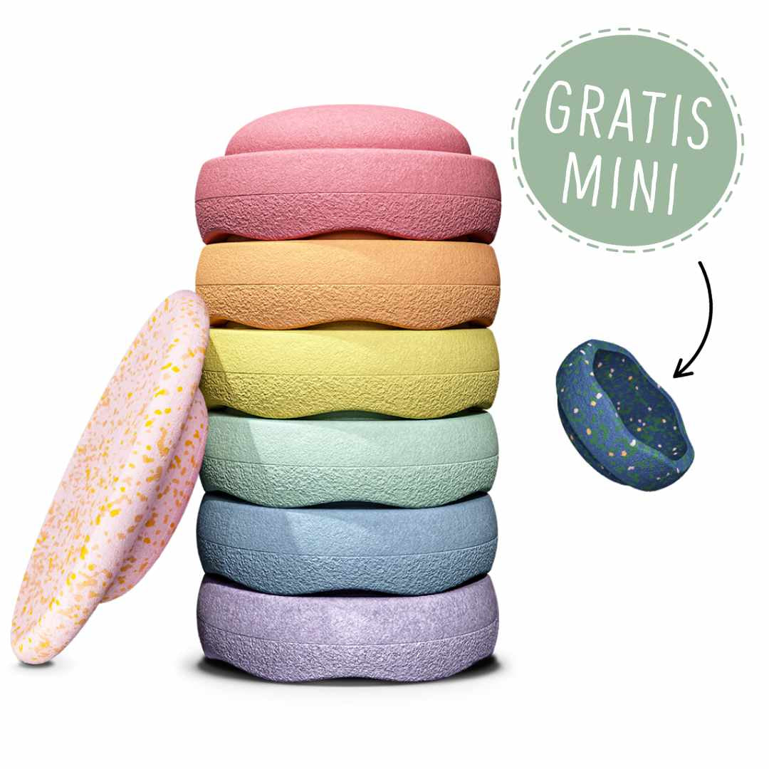 stapelstein rainbow met petal balance board - pastel + gratis mini | 100430 | 1