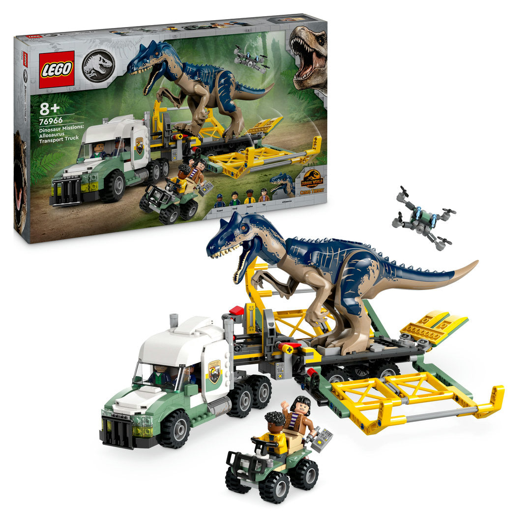 LEGO jurassic world dinosaurusmissies allosaurus transporttruck