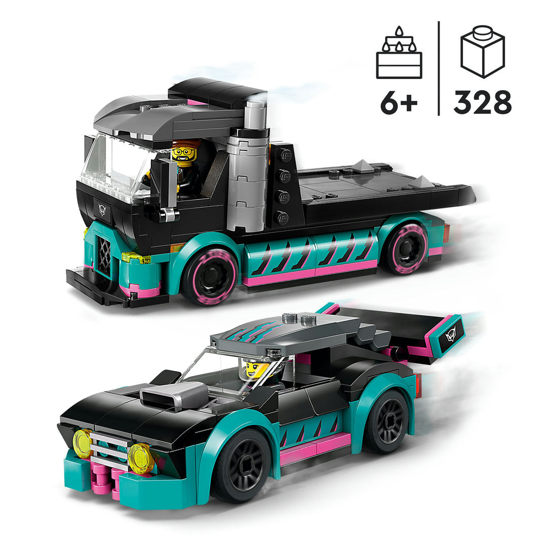 LEGO city raceauto en transporttruck bouw