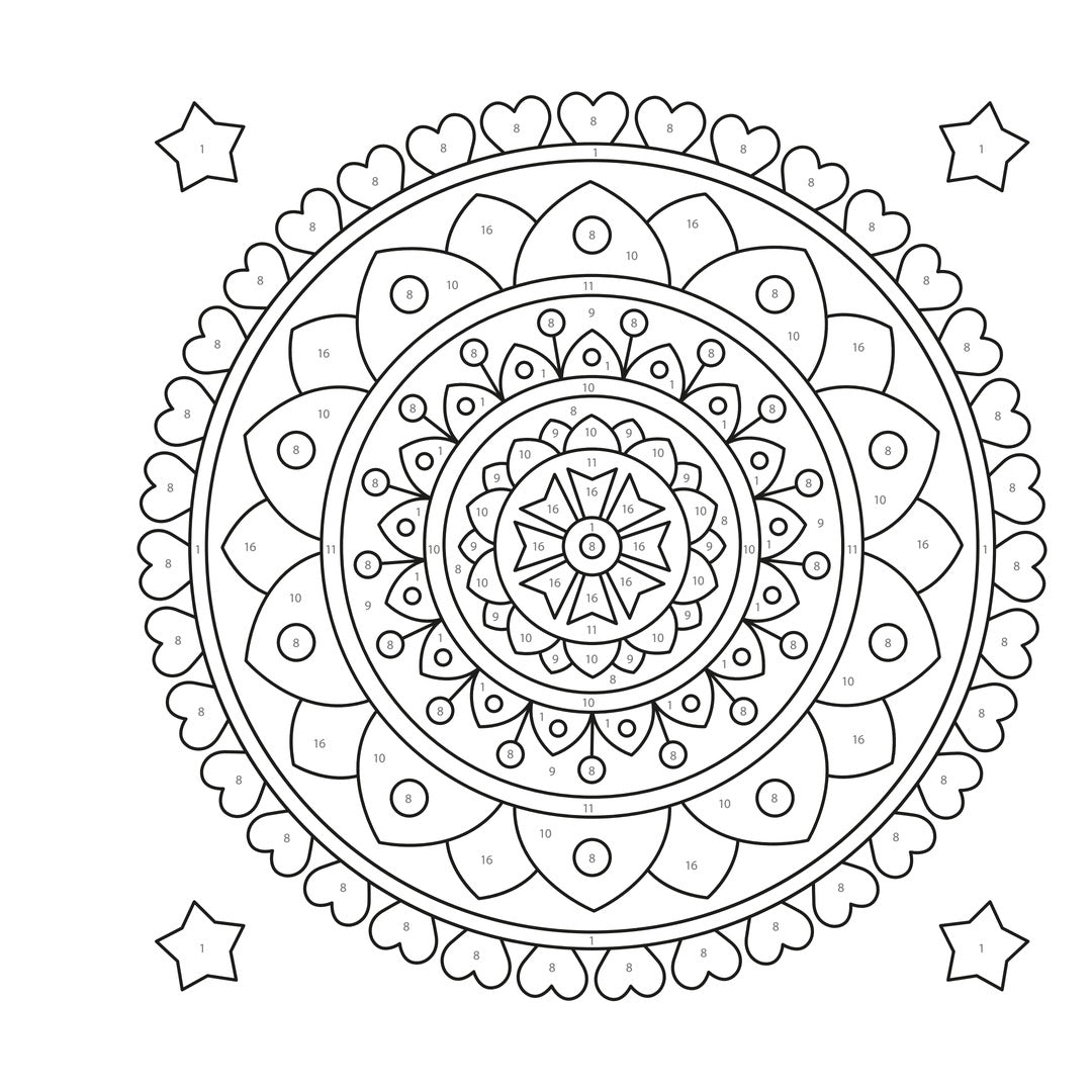 mandala - kleuren op nummer