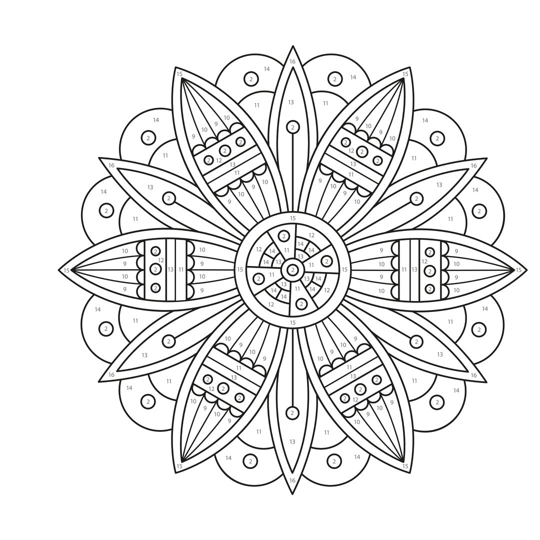 mandala - kleuren op nummer