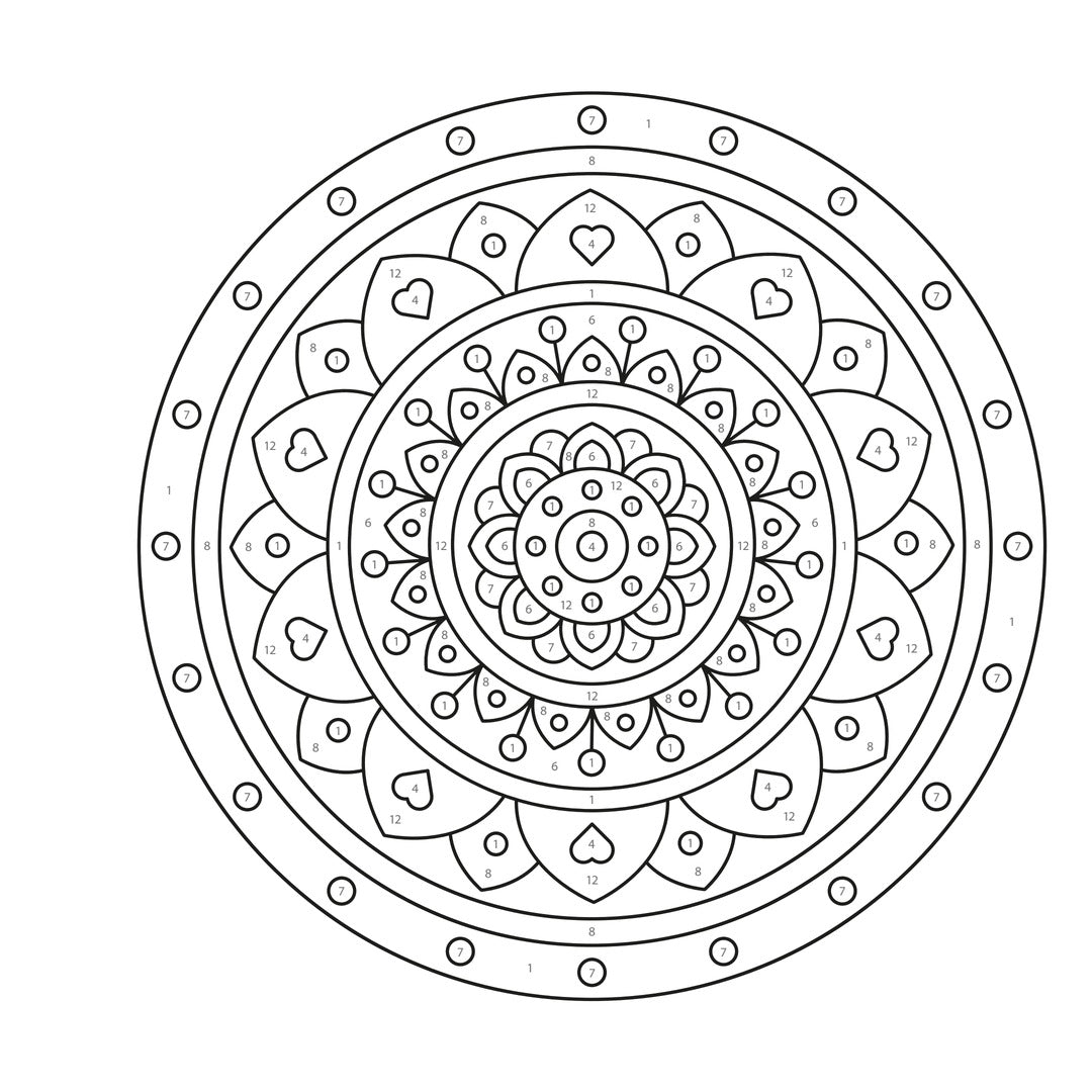 mandala - kleuren op nummer