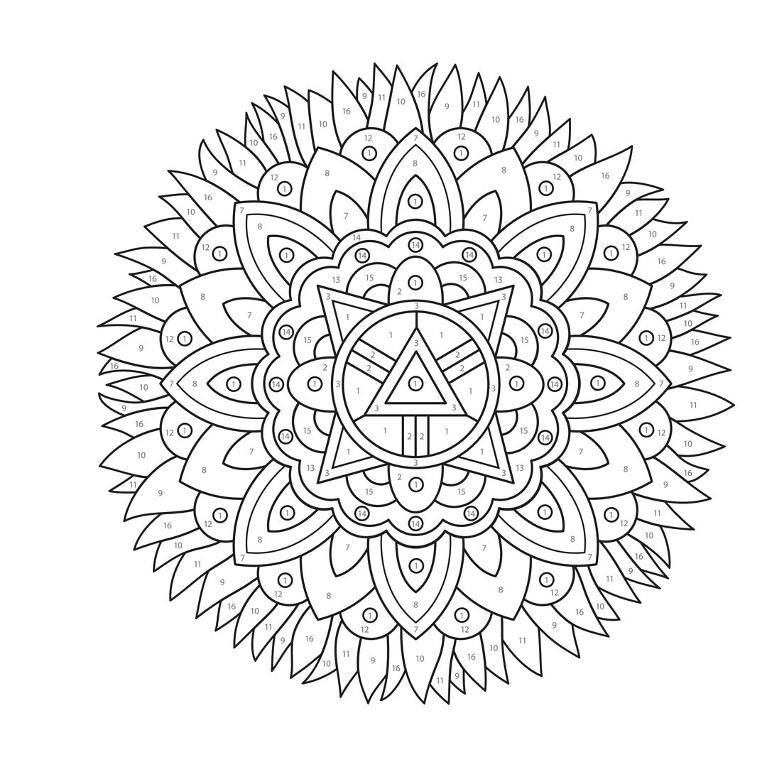mandala - kleuren op nummer