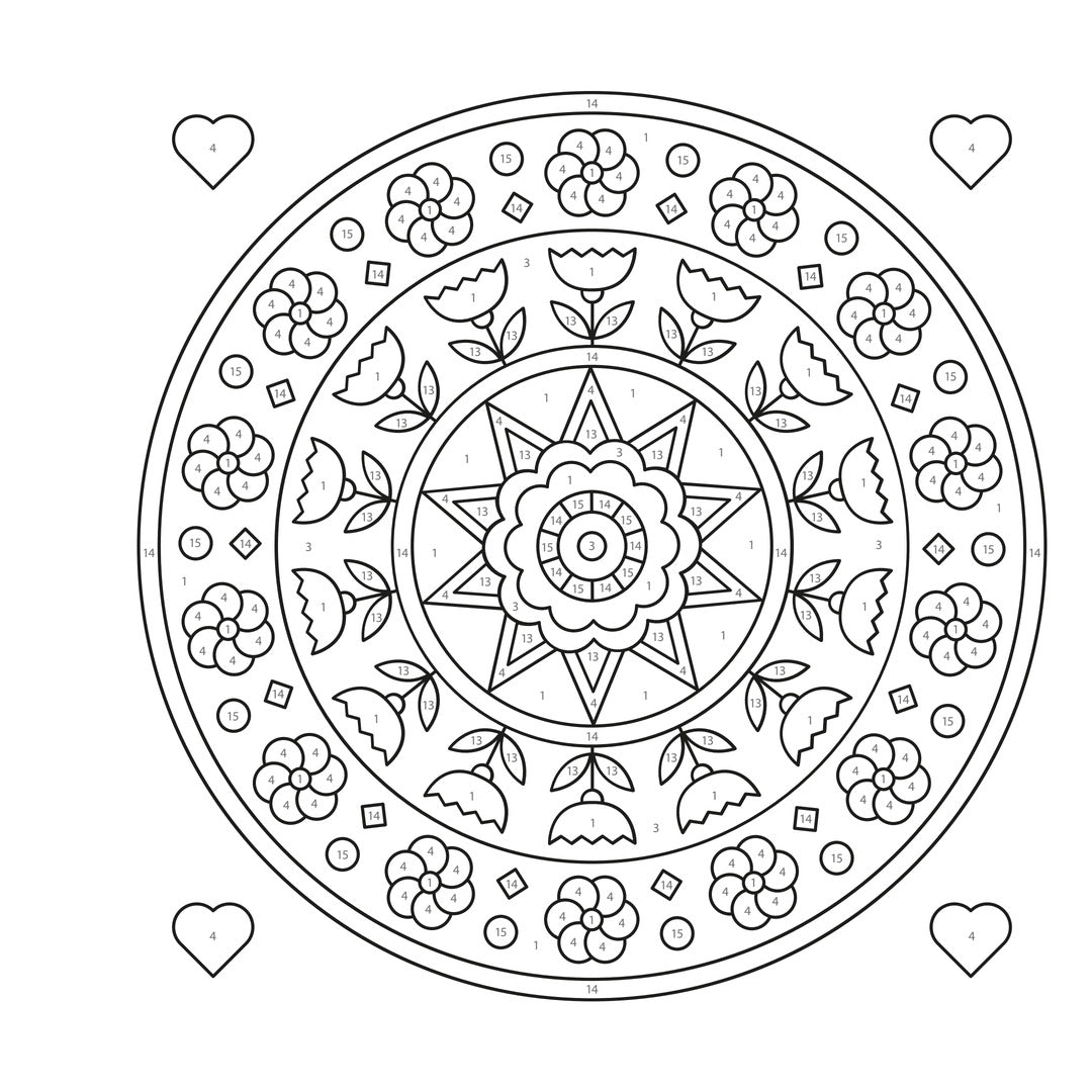 mandala - kleuren op nummer