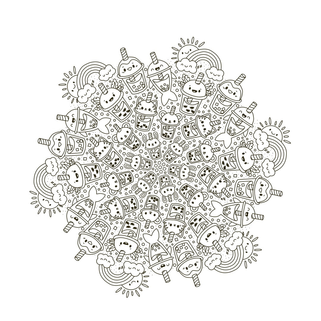 kawaii mandala kleurpret