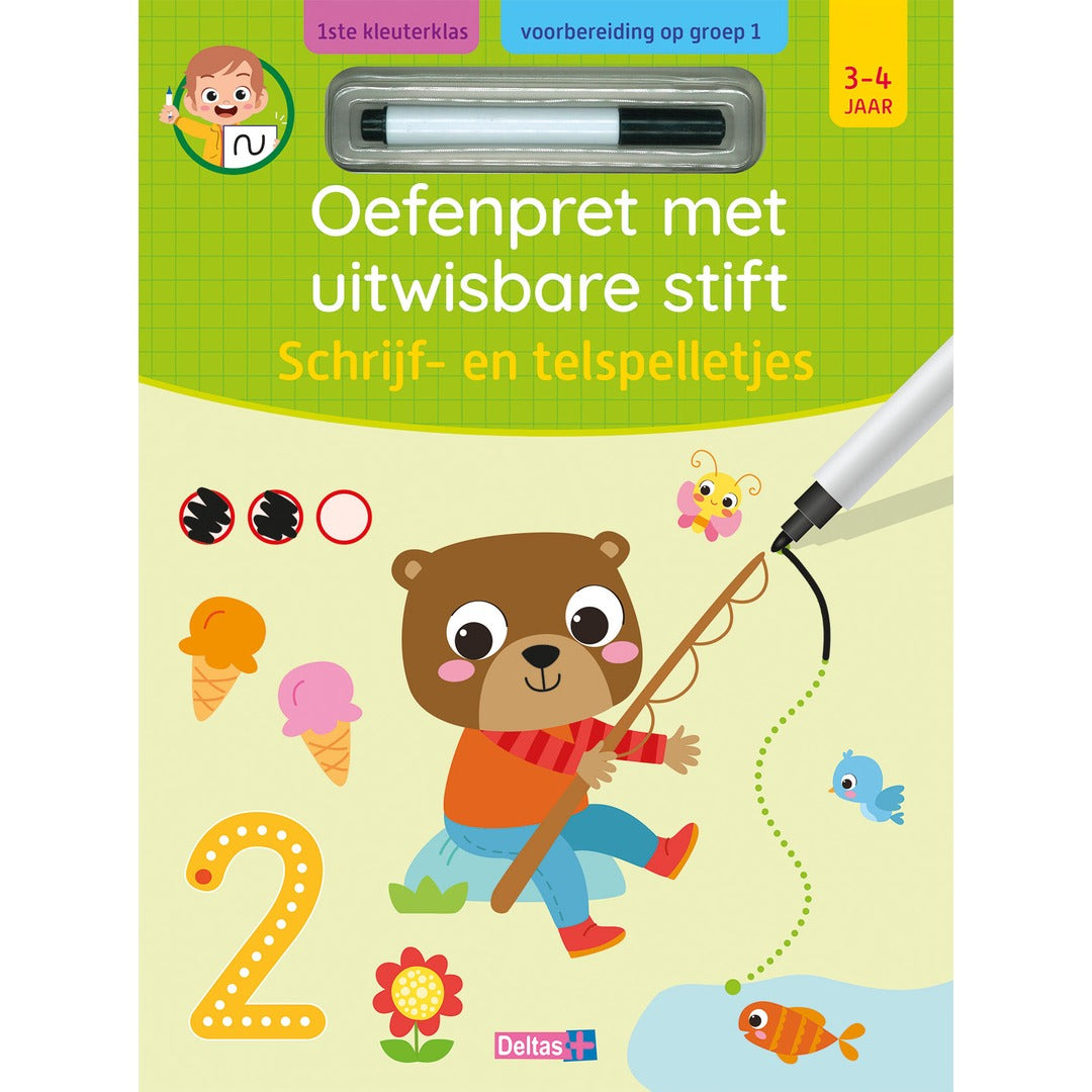 oefenpret met uitwisbare stift - schrijf- en telspelletjes