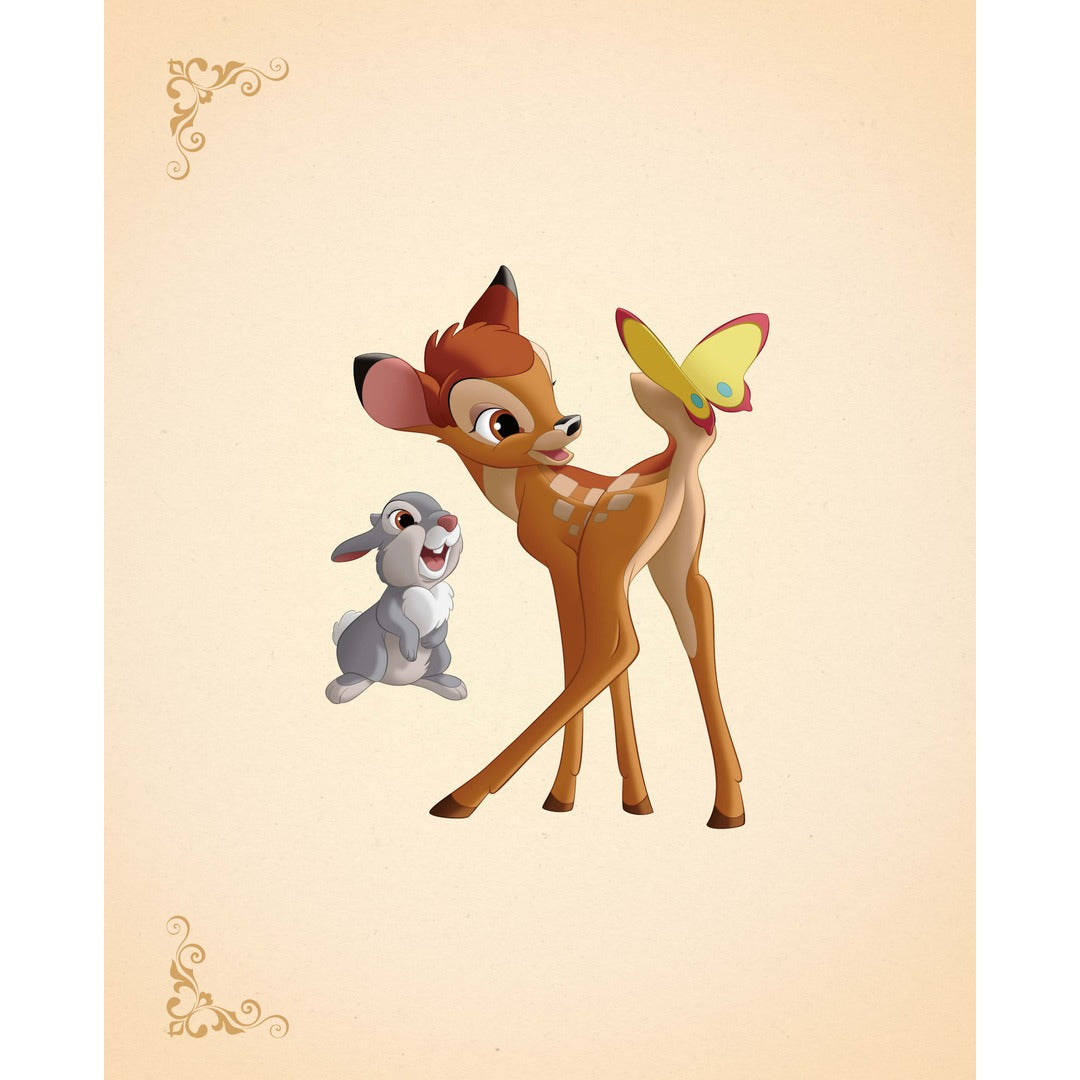 Een illustratie uit Deltas Disney Het Betoverende Sprookjesboek met Bambi, Stampertje en een vlinder