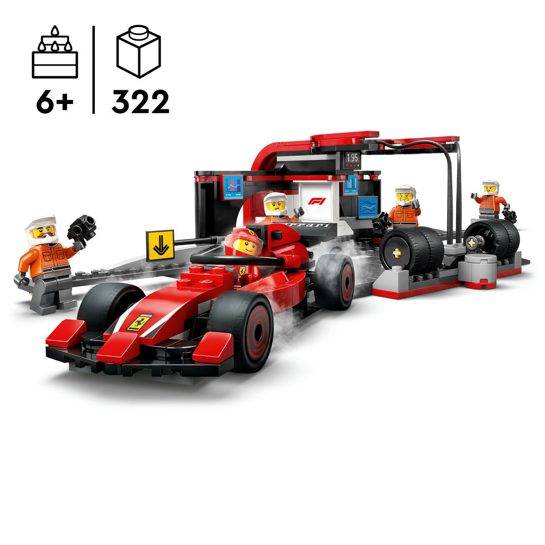 LEGO city f1 pitstop en pitcrew met ferrari auto