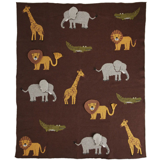 rice babydeken savanne dieren - chocolade | BABLA-ANIB | 