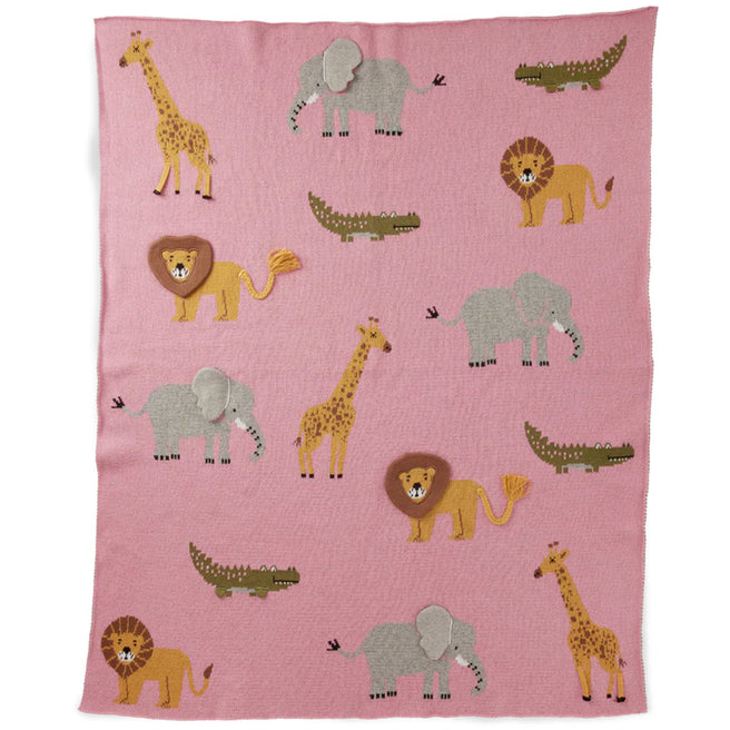 rice babydeken savanne dieren - roze | BABLA-ANII | 