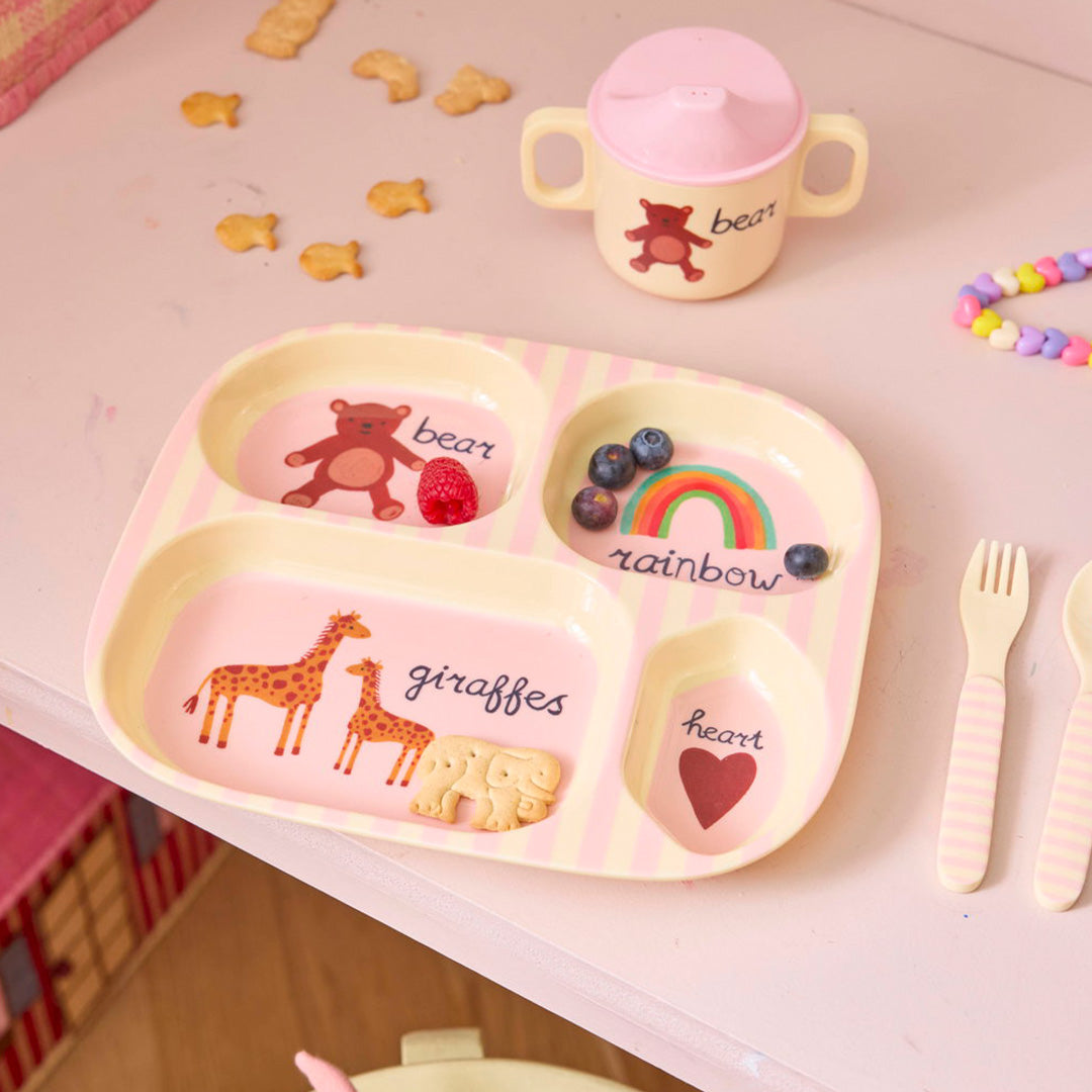rice kinderservies abc - pink - 4st | BABOX-4ZABCI | 2