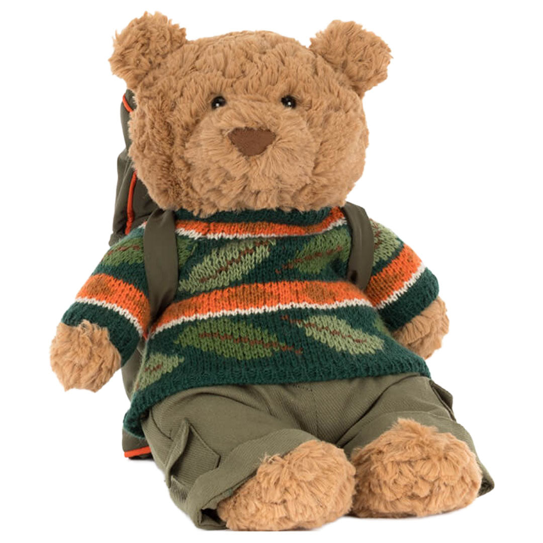 jellycat knuffelbeer bartholomew in hiking outfit - 26 cm | BARM2OD | 
