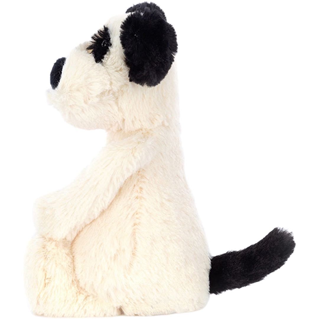jellycat knuffelhond bashful rufferty black & cream puppy - 18 cm | BASS6BCP | 2