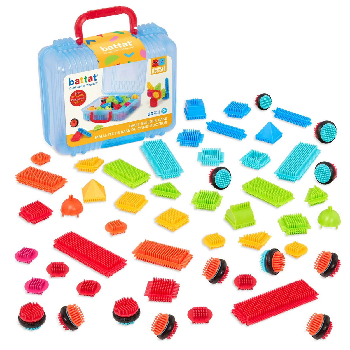 battat bouwset bristle blocks met koffer - 50-delig | SG73081 | 