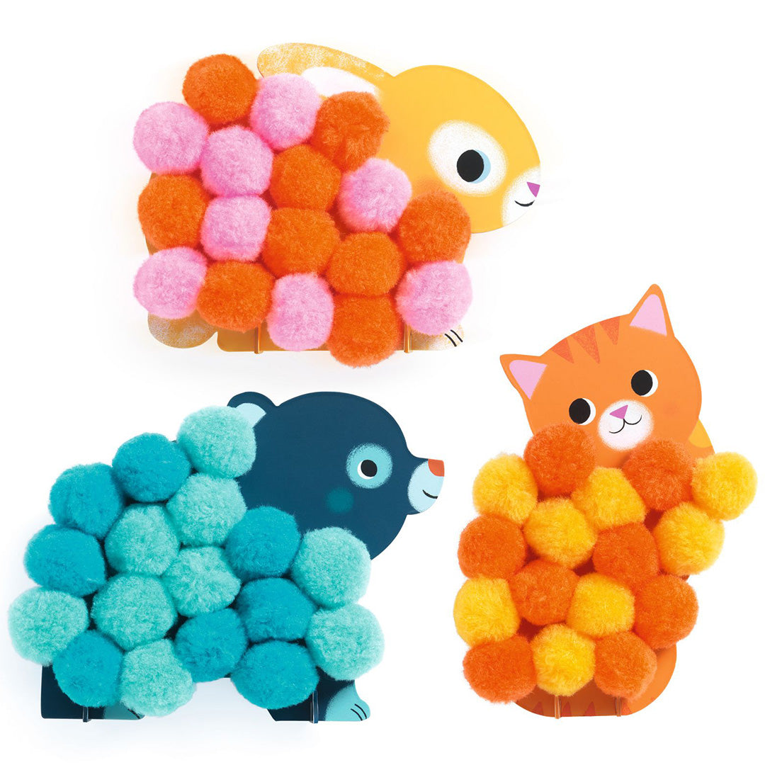 djeco knutselset dieren en pompons