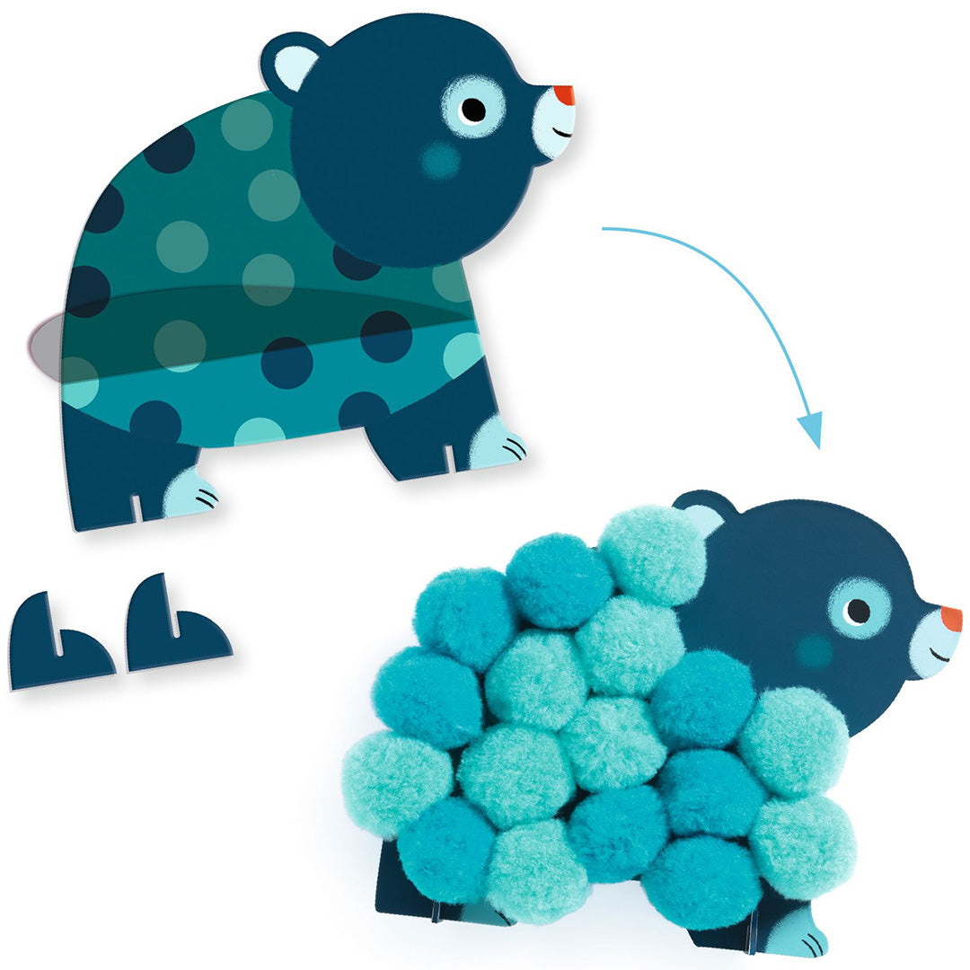djeco knutselset dieren en pompons