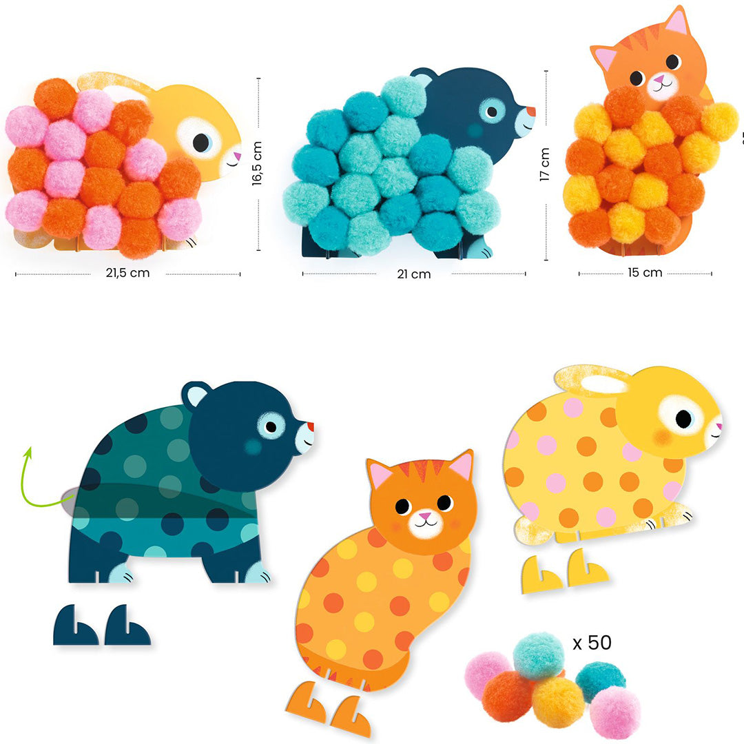 djeco knutselset dieren en pompons