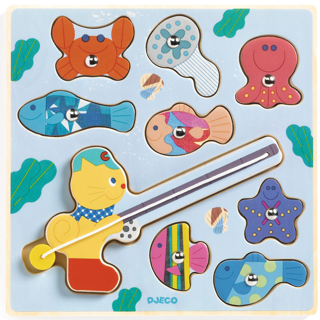 djeco 2-in-1 houten puzzel puzz & fish bariolo - 9st | 3