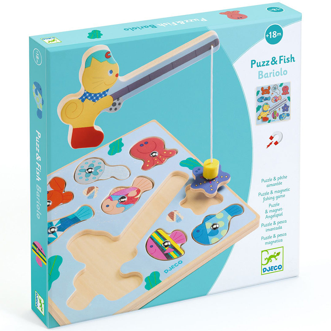 djeco 2-in-1 houten puzzel puzz & fish bariolo - 9st | 1