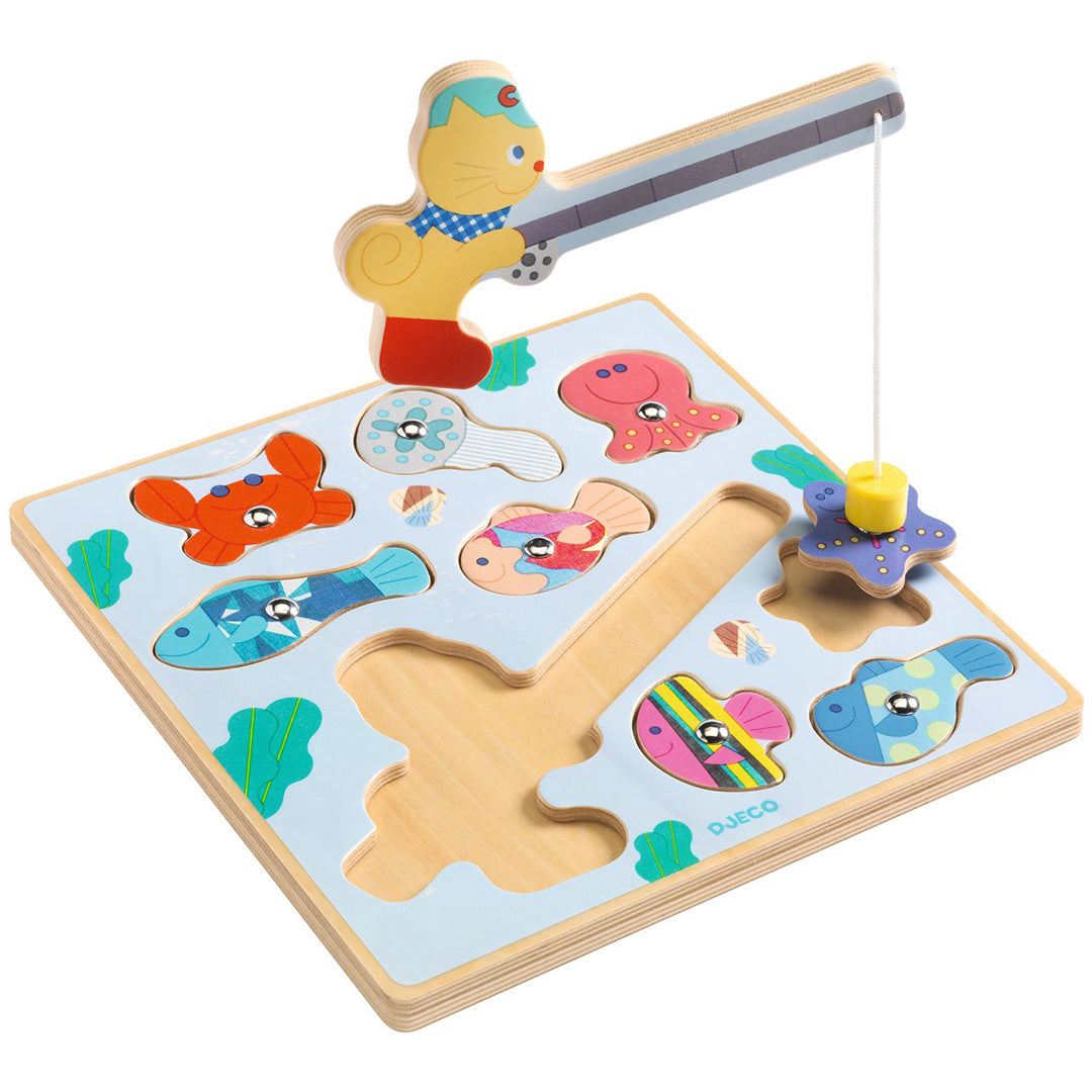 djeco 2-in-1 houten puzzel puzz & fish bariolo - 9st | 2