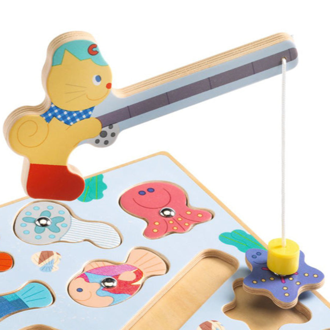 djeco 2-in-1 houten puzzel puzz & fish bariolo - 9st | 4