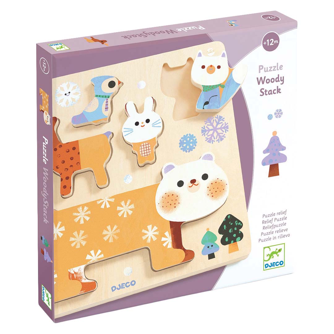 djeco houten puzzel woody stack - 5st | DJ01090 | 3