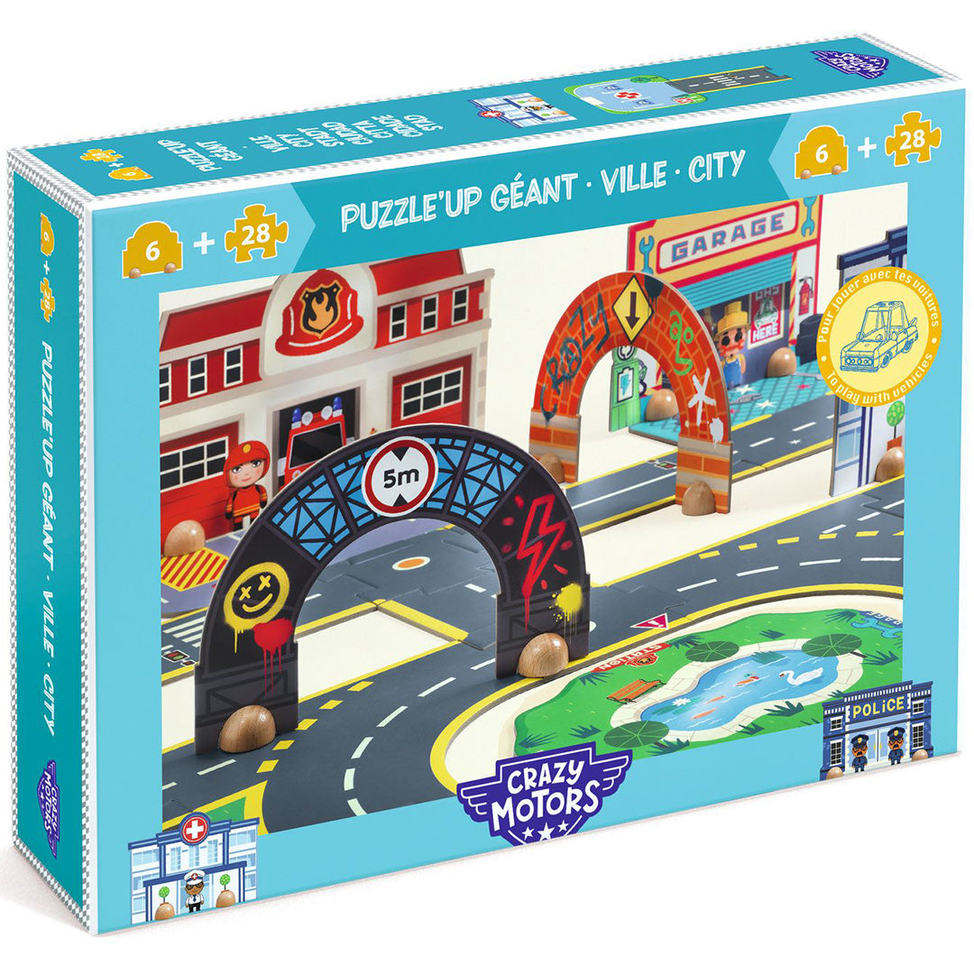 DJ05499 | djeco crazy motors vloerpuzzel puzzl'up city giant - 33st | 1