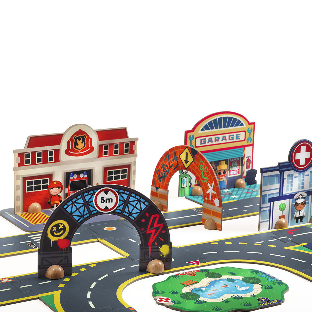 DJ05499 | djeco crazy motors vloerpuzzel puzzl'up city giant - 33st | 6