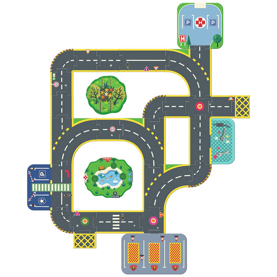 DJ05499 | djeco crazy motors vloerpuzzel puzzl'up city giant - 33st | 4
