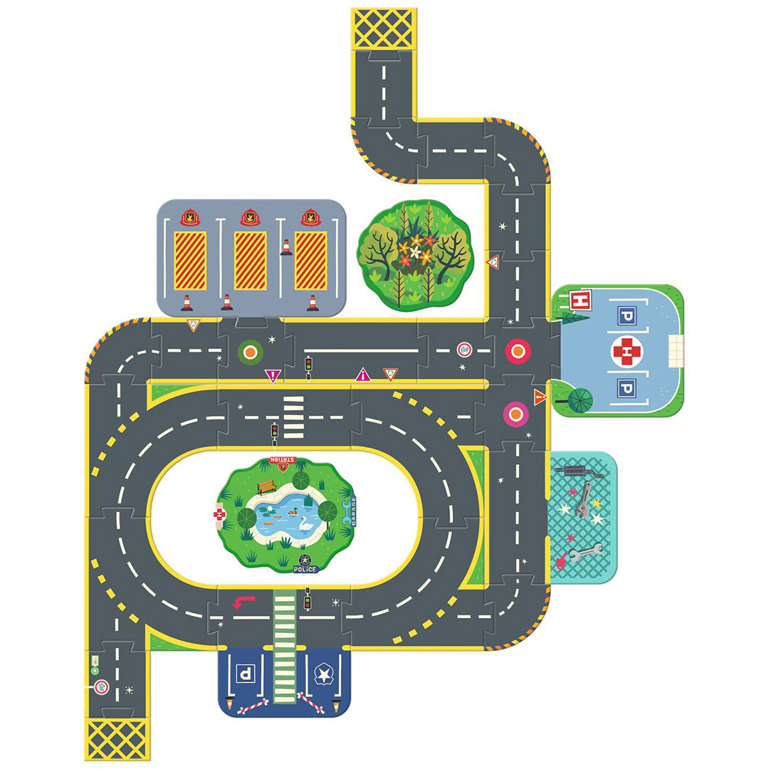 DJ05499 | djeco crazy motors vloerpuzzel puzzl'up city giant - 33st | 5