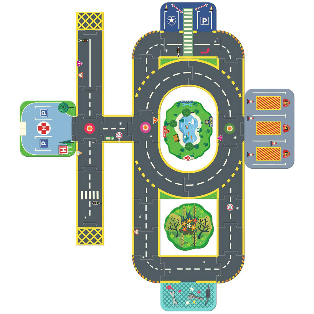 DJ05499 | djeco crazy motors vloerpuzzel puzzl'up city giant - 33st | 2