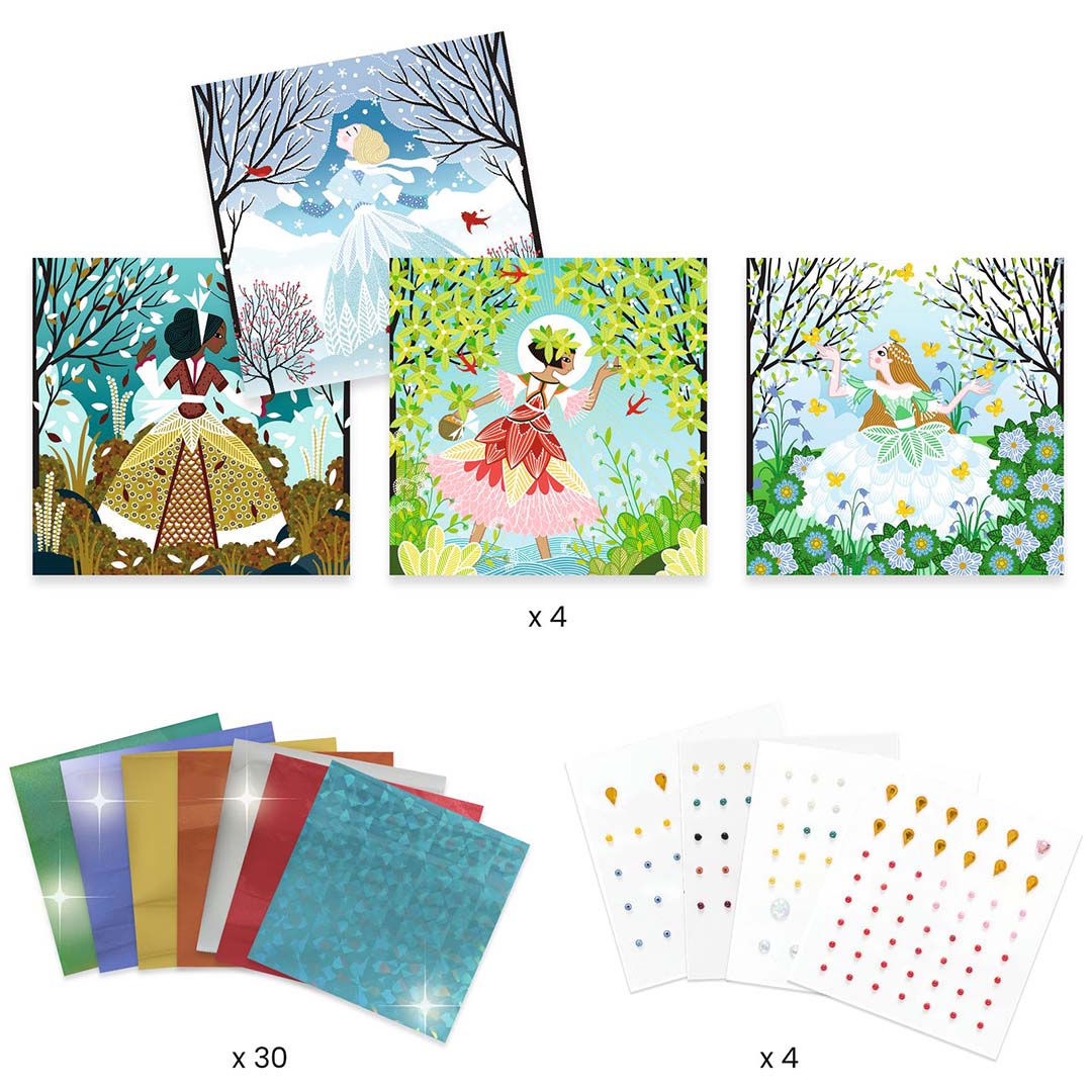 djeco schilderijtjes metalliseren - jurken in seizoenskleuren | DJ09528 | 4