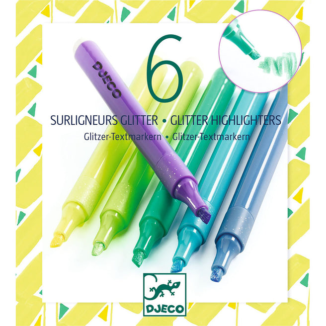 djeco markeerstiften glitter - mojito - 6st | DJ09535 | 1