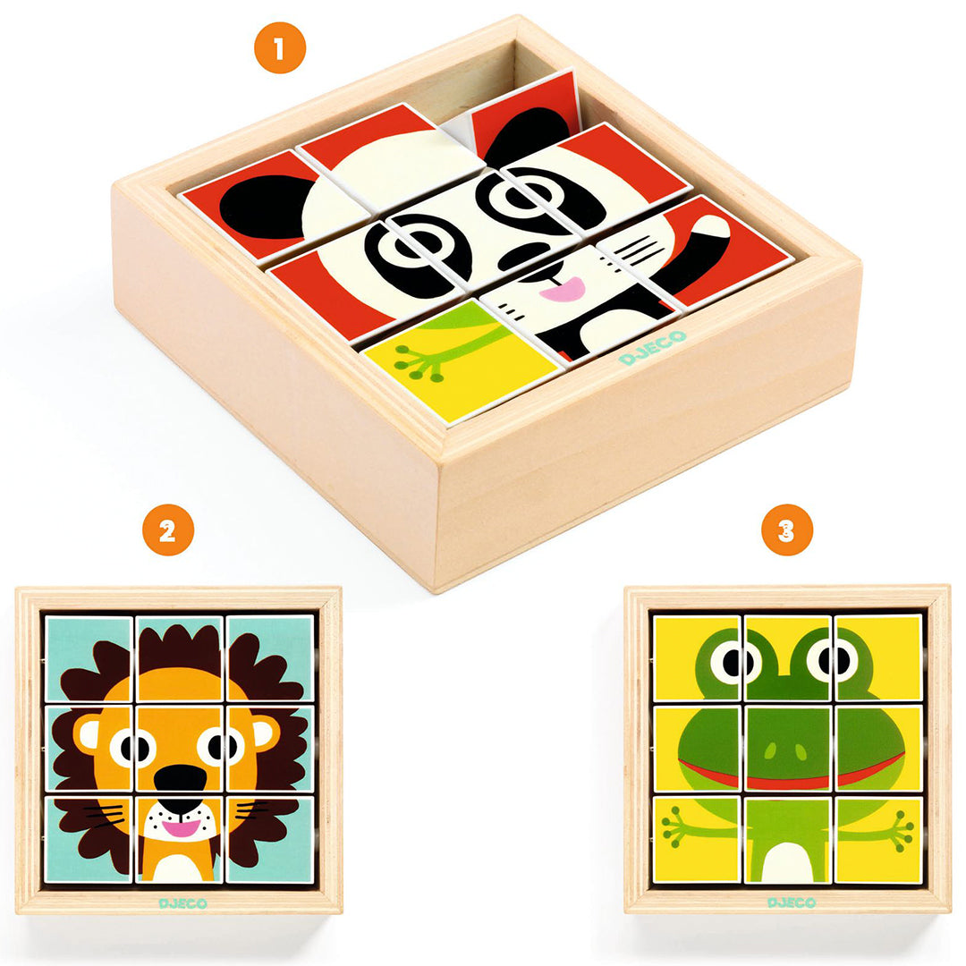 djeco puzzle qui tourne - touranimo (9 pièces)