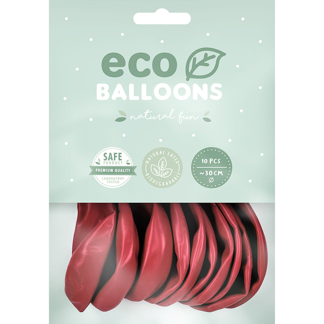 partydeco ballonnen metallic - rood - 30 cm - 10st | ECO30M-007-10 | 2