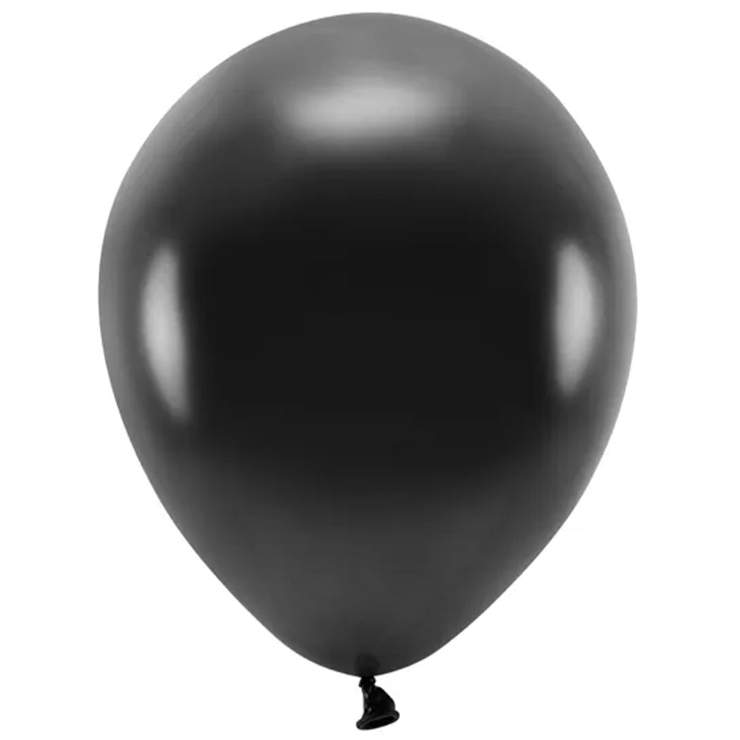 partydeco ballonnen metallic - zwart - 30 cm - 10st | ECO30M-010-10 | 