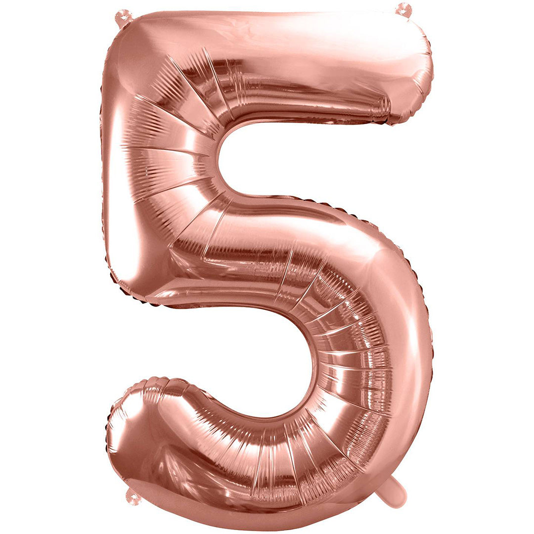 partydeco cijferballon 5 rose goud - 86 cm | FB1M-5-019R | 1