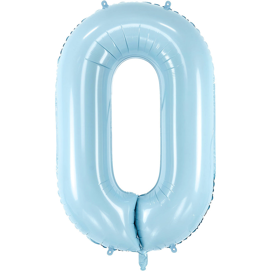 partydeco cijferballon 0 licht blauw - 86 cm | FB1P-0-001J | 1