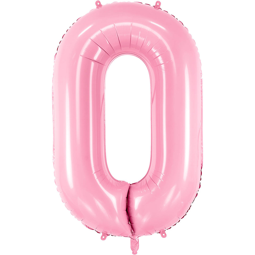 partydeco cijferballon 0 roze - 86 cm | FB1P-0-081 | 1