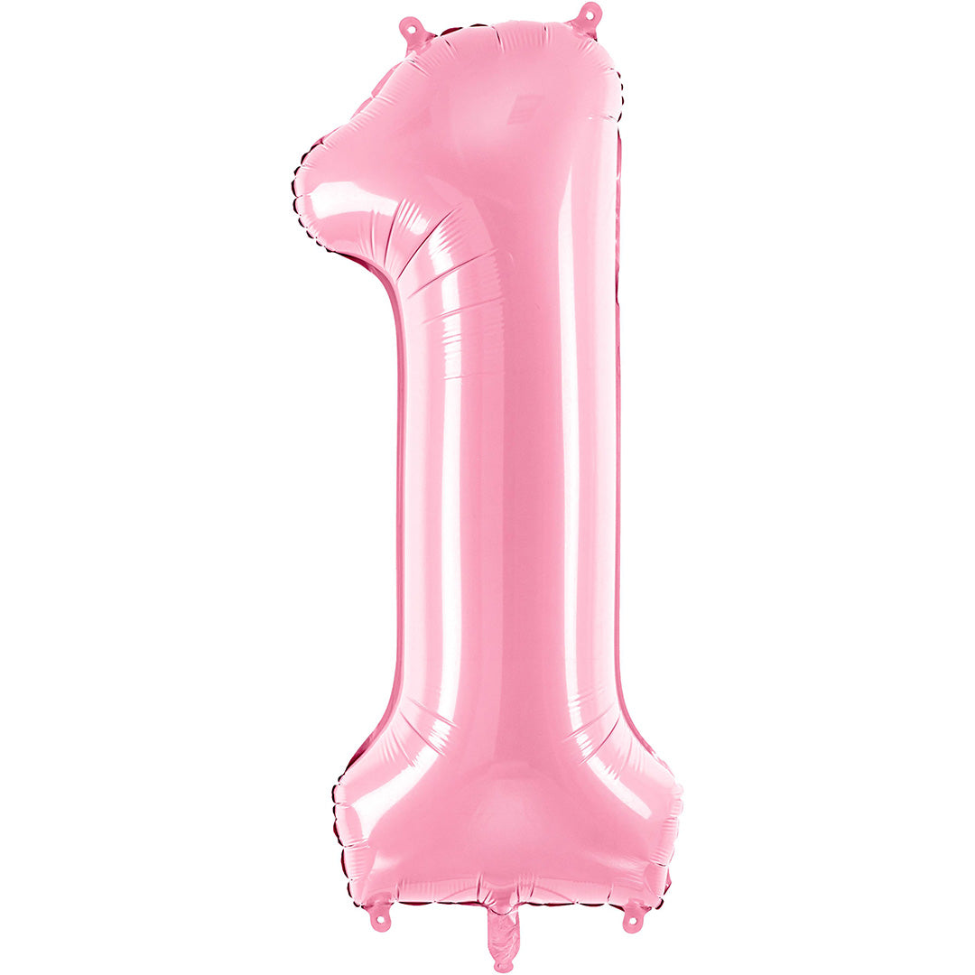 partydeco cijferballon 1 roze - 86 cm | FB1P-1-081 | 1