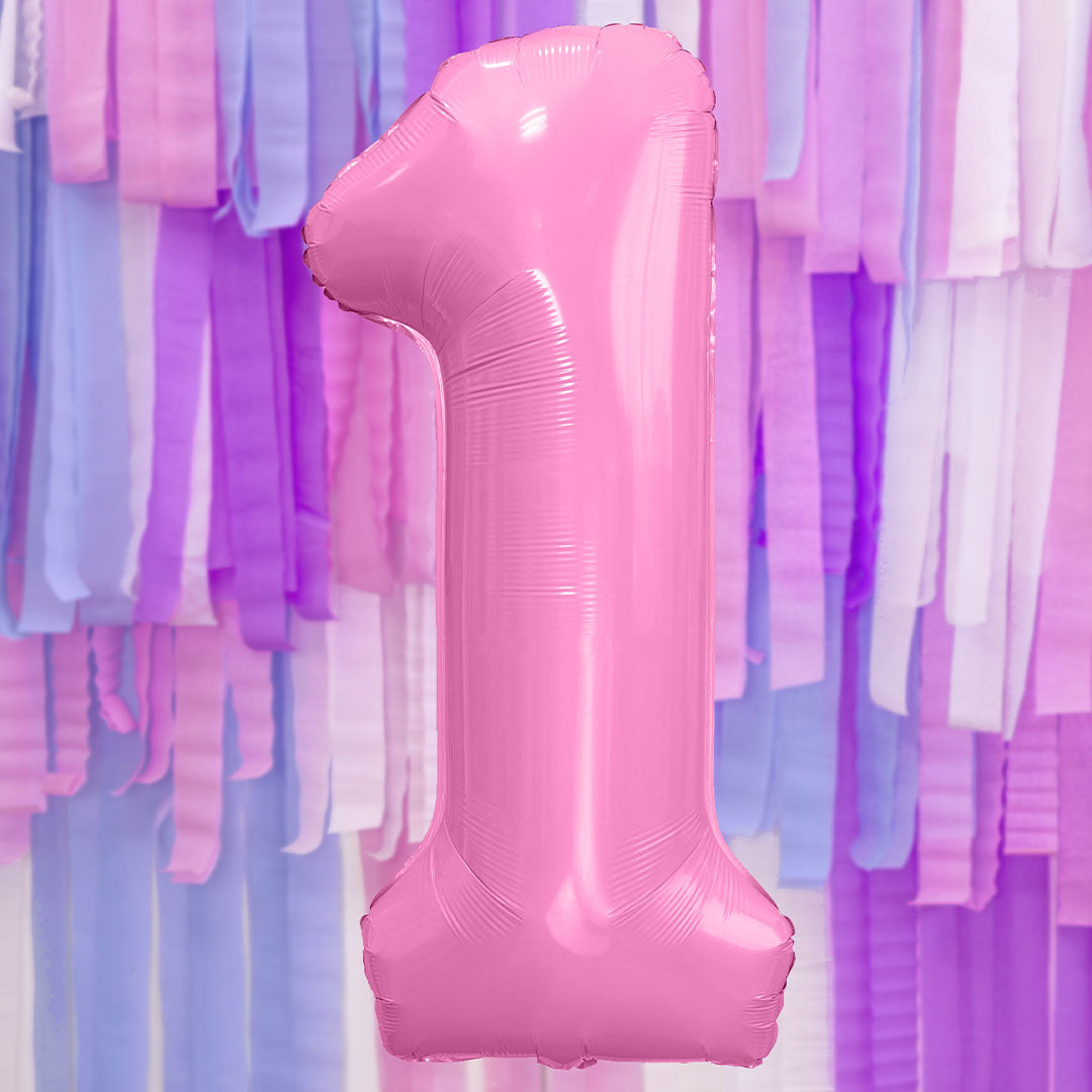 partydeco cijferballon 1 roze - 86 cm | FB1P-1-081 | 2