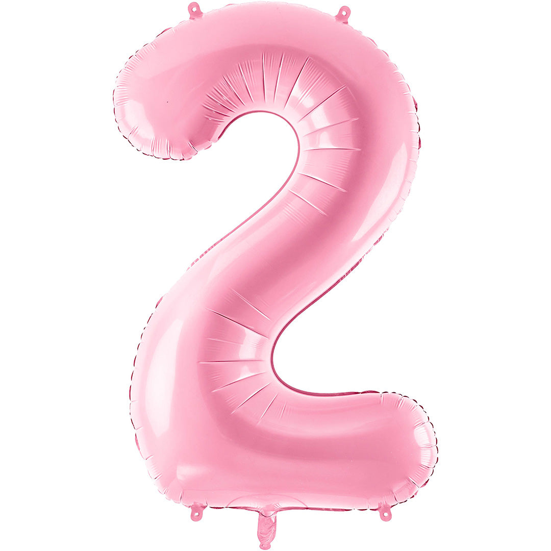 partydeco cijferballon 2 roze - 86 cm | FB1P-2-081 | 1