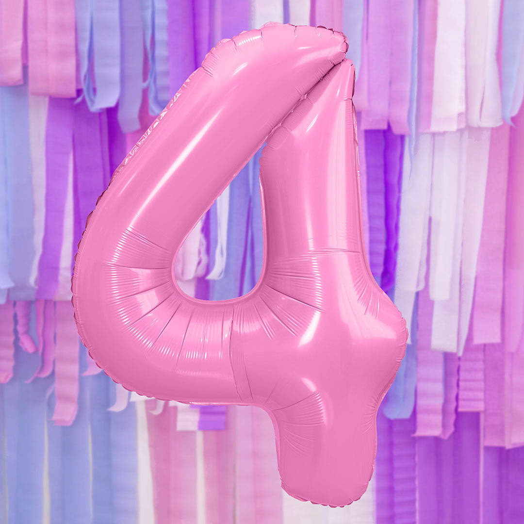 partydeco cijferballon 4 roze - 86 cm | FB1P-4-081 | 2