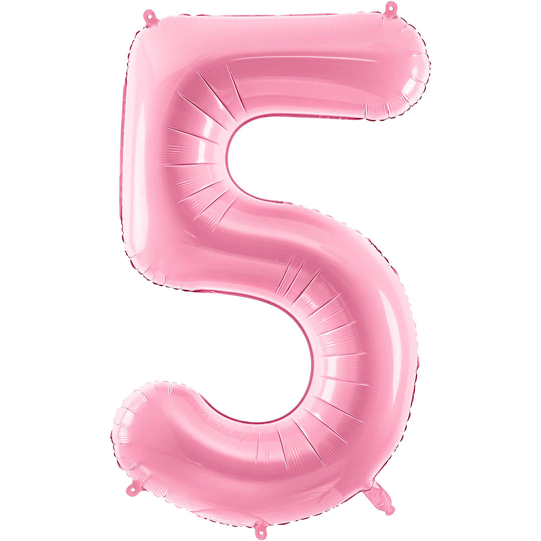 partydeco cijferballon 5 roze - 86 cm | FB1P-5-081 | 1
